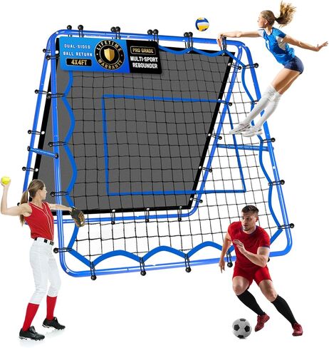 صافي كرة القدم المزدوج على الوجهين ، التدريب السريع السريع للارتداد للسيطرة ، الممارسة المارة ، وسهولة الإعداد للبيسبول/كرة الطائرة الهدايا RBOUNDER AIDS والمعدات للأطفال والمراهقين والكبار in Kuwait