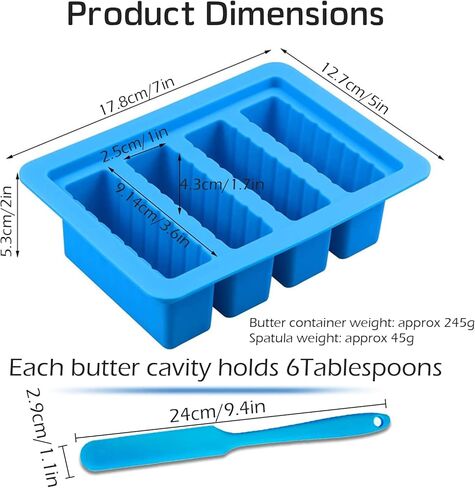 2PCS Butter Silicone Mold with Lid, Non-Stick Butter Mold Tray with Measurements, Butter stick molds with butter paddles for Making Butter for Chocolate Making and Homemade Cakes Baking (Blue&Purple) in Kuwait