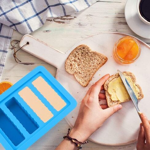 2PCS Butter Silicone Mold with Lid, Non-Stick Butter Mold Tray with Measurements, Butter stick molds with butter paddles for Making Butter for Chocolate Making and Homemade Cakes Baking (Blue&Purple) in Kuwait