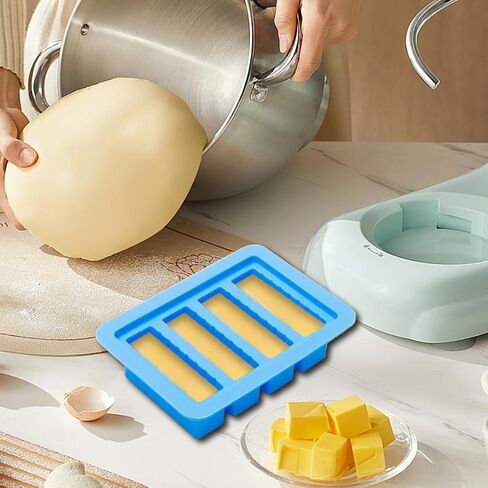 2PCS Butter Silicone Mold with Lid, Non-Stick Butter Mold Tray with Measurements, Butter stick molds with butter paddles for Making Butter for Chocolate Making and Homemade Cakes Baking (Blue&Purple) in Kuwait