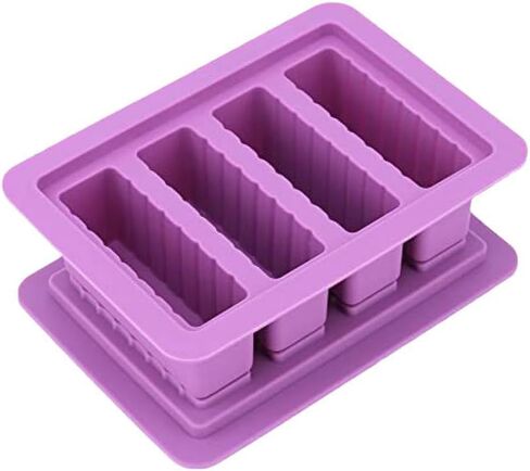 2PCS Butter Silicone Mold with Lid, Non-Stick Butter Mold Tray with Measurements, Butter stick molds with butter paddles for Making Butter for Chocolate Making and Homemade Cakes Baking (Blue&Purple) in Kuwait