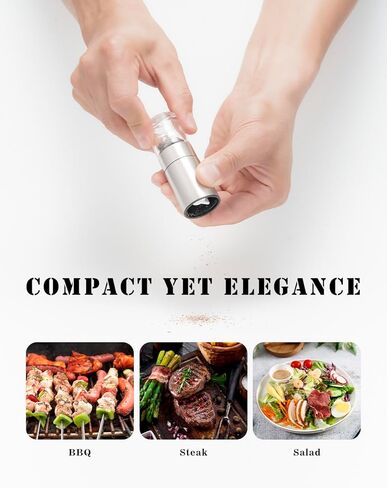 مجموعة مطحنة ملح وفلفل صغيرة، مطاحن هزازة ملح خشنة وناعمة قابلة للتعديل، أدوات توابل صغيرة محمولة للسفر [بدون محتوى التوابل] in Kuwait