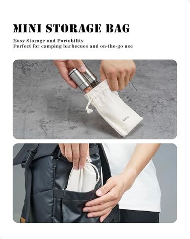 مجموعة مطحنة ملح وفلفل صغيرة، مطاحن هزازة ملح خشنة وناعمة قابلة للتعديل، أدوات توابل صغيرة محمولة للسفر [بدون محتوى التوابل] in Kuwait