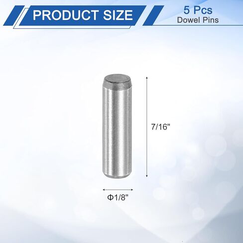 uxcell 5Pcs 1/8" x 7/16" Dowel Pins, Stainless Steel Cylindrical Shelf Support Pegs Metal Fasten Elements Locating Pin for Bunk Bed Bookshelf Furniture, Silver Tone in Saudi Arabia