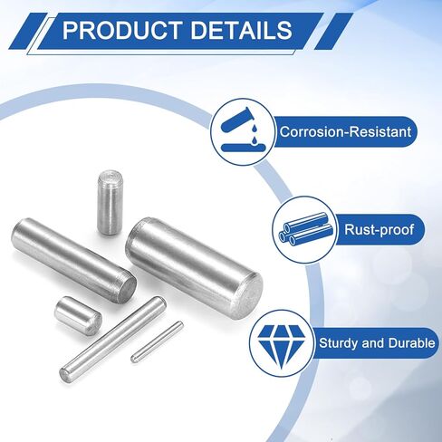 uxcell 5Pcs 1/8" x 7/16" Dowel Pins, Stainless Steel Cylindrical Shelf Support Pegs Metal Fasten Elements Locating Pin for Bunk Bed Bookshelf Furniture, Silver Tone in Saudi Arabia