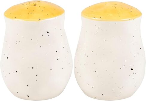 Primitives by Kathy Salt & Pepper Set - features bees buzzing over flowers with yellow accents. Shakers include unique openings to tell them apart, with plastic stoppers for easy refilling & cleaning in Saudi Arabia