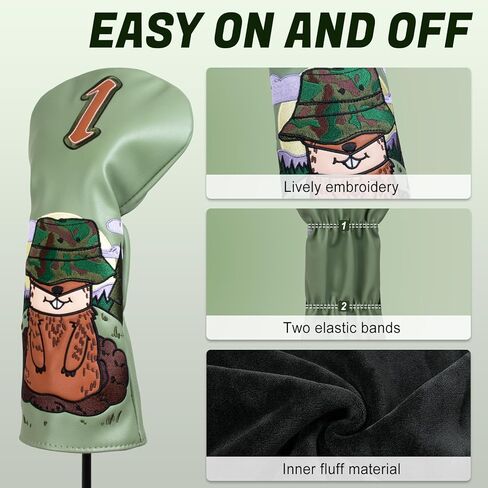 BIG TEETH Groundhog Driver Headcover Funny Gopher Driver Head Cover for 460cc Club, Woodland Golf Head Covers for Woods and Driver Pu Leather in Saudi Arabia