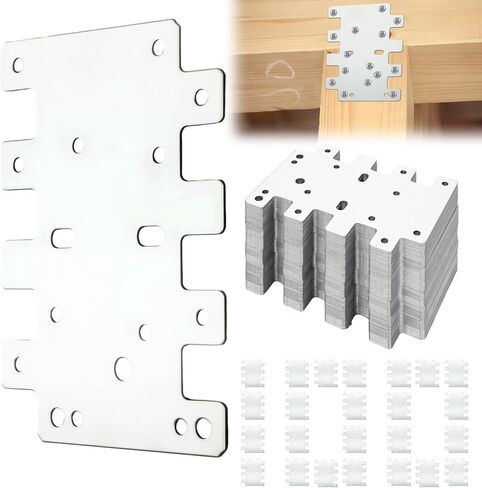 Shimeyao 100 Pcs 3 x 4-1/4-inch Lateral Tie Plate Hot Dip Galvanized Steel Stabilize and Reinforce Wooden Structures, Compatible with 2x2 and 4x4 Timbers, Strengthening Beam Column Connections in Saudi Arabia