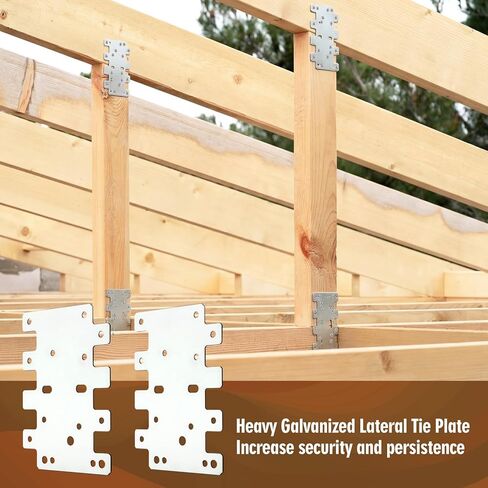 Shimeyao 100 Pcs 3 x 4-1/4-inch Lateral Tie Plate Hot Dip Galvanized Steel Stabilize and Reinforce Wooden Structures, Compatible with 2x2 and 4x4 Timbers, Strengthening Beam Column Connections in Saudi Arabia