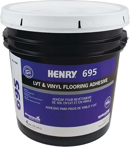 Ardex Henry 695، خالي من المذيبات، قائم على بوليمر أكريليك، مقاوم للبخار والماء، لاصق عالمي، سطل سعة 4 جالون (15.14 لترًا)، للطبقات السفلية لأرضيات LVT والفينيل في المناطق السكنية أو التجارية in Kuwait