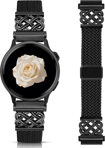 Minyee 20mm Magnetic Braided Nylon Band Compatible with Garmin Vivoactive 6/Vivoactive 5/3/3 Music Elastic Bracelet, Dressy Celtic Knot Fancy Stretchy Strap for Venu Sq 2/Forerunner 55/165/245/645 in Kuwait