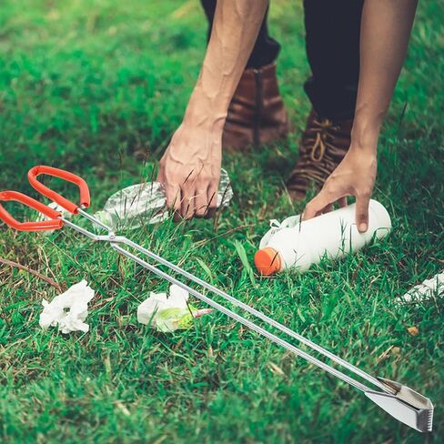 أداة التقاط القمامة من الفولاذ المقاوم للصدأ من Gadpiparty مقاس 60 سم مع قبضة مطاطية - أداة انتزاع القمامة في الهواء الطلق للاستخدام المنزلي وجمع النفايات in Saudi Arabia