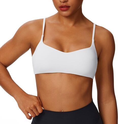 Lavento Women's Twist Cross Back Sports Bras - Adjustable Spaghetti Strap Low Impact Yoga Bra Top in Saudi Arabia