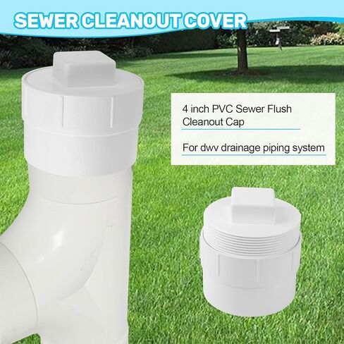 4" PVC Sewer Cleanout Adapter with Plug Pipe Fitting, PVC DWV Flush Sewer Cleaning Cap for Outdoor Garden and Garage Drainage Systems in Saudi Arabia