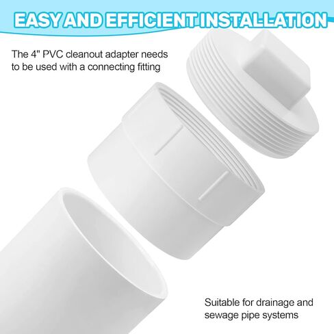 4" PVC Sewer Cleanout Adapter with Plug Pipe Fitting, PVC DWV Flush Sewer Cleaning Cap for Outdoor Garden and Garage Drainage Systems in Saudi Arabia