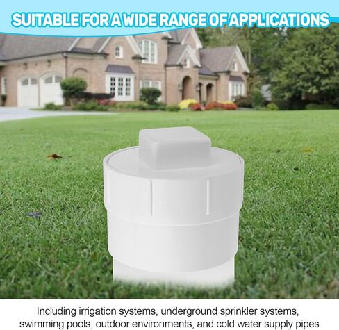 4" PVC Sewer Cleanout Adapter with Plug Pipe Fitting, PVC DWV Flush Sewer Cleaning Cap for Outdoor Garden and Garage Drainage Systems in Saudi Arabia