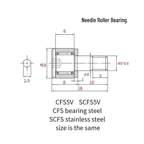 1PCS Mini CAM Bearing Follower CFS2.5V CFS3V CFS4V CFS5V CFS6V Bearing Steel Stainless Steel in Saudi Arabia