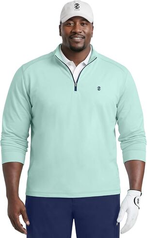 قميص IZOD رجالي كبير وطويل Swingflex Golf Pro شبكي بسحاب ربع كم طويل الأكمام in Saudi Arabia