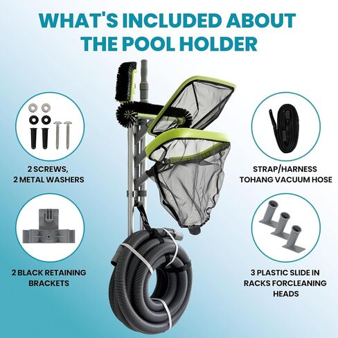 علاقة عمود حمام السباحة من سيبيتريل، خطافات للأعمدة | رف تخزين المعدات المثبت على الحائط والسياج مع خطافات وحزام، وحامل خرطوم لملحقات تنظيف حمام السباحة in Kuwait