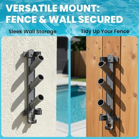 علاقة عمود حمام السباحة من سيبيتريل، خطافات للأعمدة | رف تخزين المعدات المثبت على الحائط والسياج مع خطافات وحزام، وحامل خرطوم لملحقات تنظيف حمام السباحة in Kuwait