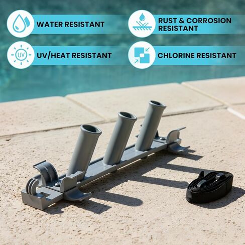 علاقة عمود حمام السباحة من سيبيتريل، خطافات للأعمدة | رف تخزين المعدات المثبت على الحائط والسياج مع خطافات وحزام، وحامل خرطوم لملحقات تنظيف حمام السباحة in Kuwait