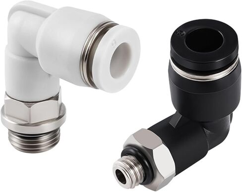 PL Black/white Two-way G-thread L-shaped Right Angle Elbow Quick Plugs Pneumatic Connector 1Pcs(白色PL6-G01) in Kuwait
