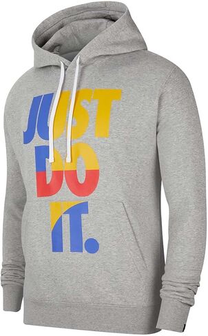 بلوفر بغطاء للرأس من Nike Sportswear Just Do It للرجال - مقاس صغير رمادي منقط in Saudi Arabia