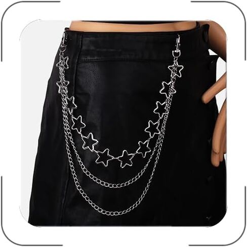 Wallet Chains for Men Women Star Chain Belt Y2k Fashion Accessorie for Women Grunge Emo Accessories Cross Pants Chain Pocket Jean Chains Halloween Goth Costume Jewelry in Saudi Arabia