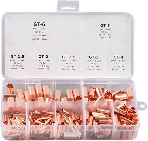 250Pcs Copper Tube Connector Kits Terminal Connecting Set Wire Hardware Supplies in Kuwait