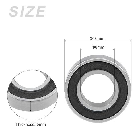 METALLIXITY محامل كروية ذات أخدود عميق (S688-2RS، 8 مم × 16 مم × 5 مم) قطعتان، محامل صناعية مزدوجة الغلق من الفولاذ المقاوم للصدأ - للمحرك الصناعي الصغير in Kuwait