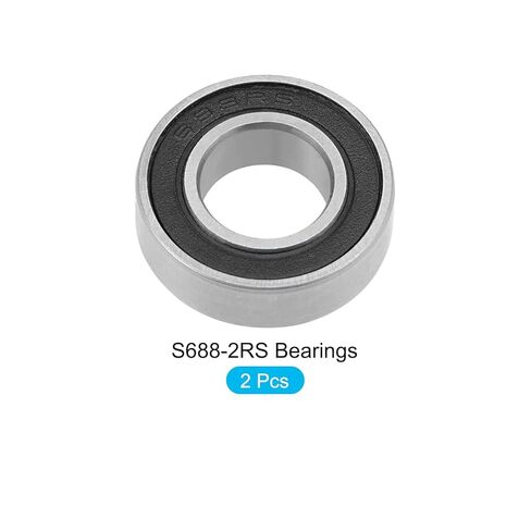 METALLIXITY محامل كروية ذات أخدود عميق (S688-2RS، 8 مم × 16 مم × 5 مم) قطعتان، محامل صناعية مزدوجة الغلق من الفولاذ المقاوم للصدأ - للمحرك الصناعي الصغير in Kuwait