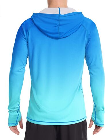 Men's Long Sleeve UV Protection Sun Hoodie, UPF 50+ Hooded Fishing Shirt, Lightweight Swim Running Hiking Rash Guard in Saudi Arabia