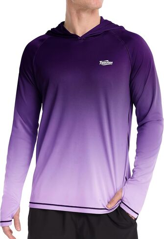 Men's Long Sleeve UV Protection Sun Hoodie, UPF 50+ Hooded Fishing Shirt, Lightweight Swim Running Hiking Rash Guard in Saudi Arabia