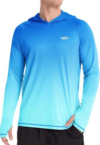 Men's Long Sleeve UV Protection Sun Hoodie, UPF 50+ Hooded Fishing Shirt, Lightweight Swim Running Hiking Rash Guard in Saudi Arabia
