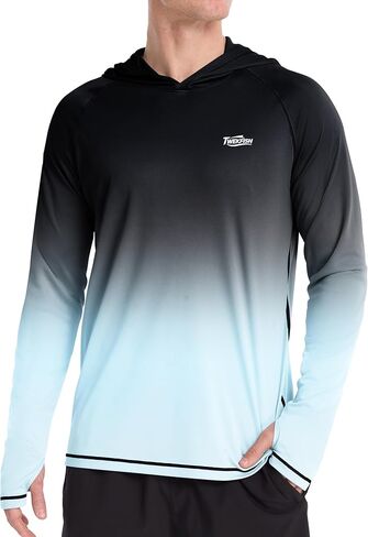 Men's Long Sleeve UV Protection Sun Hoodie, UPF 50+ Hooded Fishing Shirt, Lightweight Swim Running Hiking Rash Guard in Saudi Arabia