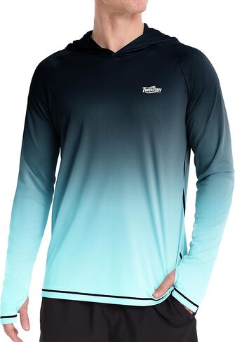 Men's Long Sleeve UV Protection Sun Hoodie, UPF 50+ Hooded Fishing Shirt, Lightweight Swim Running Hiking Rash Guard in Saudi Arabia