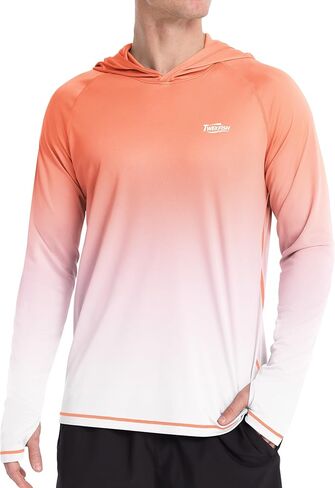 Men's Long Sleeve UV Protection Sun Hoodie, UPF 50+ Hooded Fishing Shirt, Lightweight Swim Running Hiking Rash Guard in Saudi Arabia