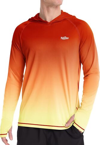 Men's Long Sleeve UV Protection Sun Hoodie, UPF 50+ Hooded Fishing Shirt, Lightweight Swim Running Hiking Rash Guard in Saudi Arabia