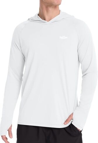 Men's Long Sleeve UV Protection Sun Hoodie, UPF 50+ Hooded Fishing Shirt, Lightweight Swim Running Hiking Rash Guard in Saudi Arabia