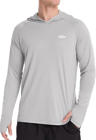 Men's Long Sleeve UV Protection Sun Hoodie, UPF 50+ Hooded Fishing Shirt, Lightweight Swim Running Hiking Rash Guard in Saudi Arabia