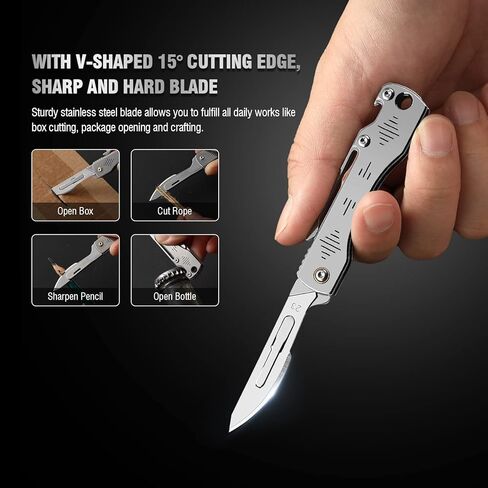 ITOKEY Folding Scalpel Knife, Scalpel Pocket Knife, Scalpels Surgical with 10pcs #23 Replaceable Razor Blades, Bottle Opener - Bread Lame Dough Scoring Tool, EDC Utility Knives, Small Keychain Knives for Men Outdoor Skinning in Saudi Arabia