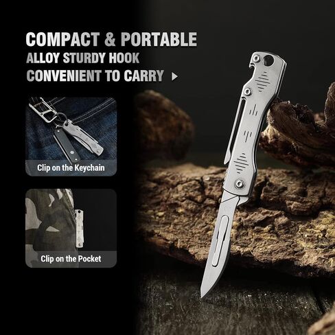 ITOKEY Folding Scalpel Knife, Scalpel Pocket Knife, Scalpels Surgical with 10pcs #23 Replaceable Razor Blades, Bottle Opener - Bread Lame Dough Scoring Tool, EDC Utility Knives, Small Keychain Knives for Men Outdoor Skinning in Saudi Arabia