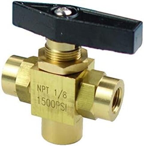 HongBoW أداة نحاسية 3 اتجاهات صمام كروي L منفذ لوحة مثبتة (1/8 "NPT) in Kuwait