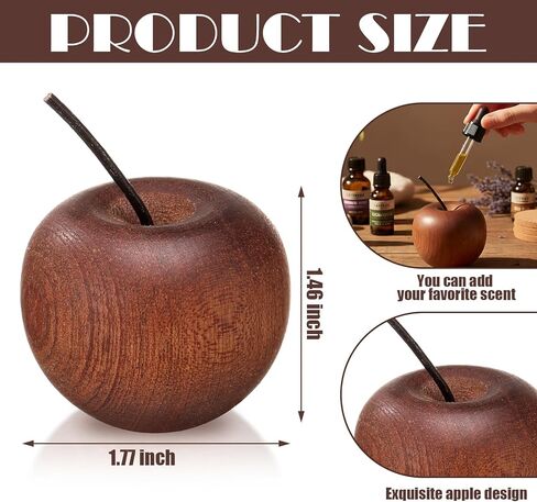 Novabright 4 Pcs Mini Wooden Apple Shaped Essential Oil Diffuser Portable Aromatherapy Diffuser Decorations Farmhouse Rustic Air Freshener for Car Home Bedroom Office Desktop Sauna Yoga Spa Centers in Saudi Arabia
