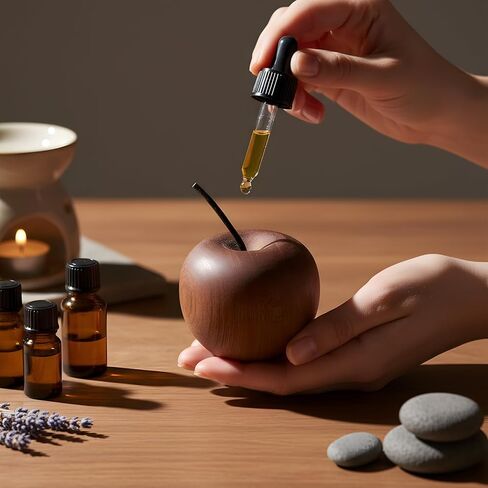 Novabright 4 Pcs Mini Wooden Apple Shaped Essential Oil Diffuser Portable Aromatherapy Diffuser Decorations Farmhouse Rustic Air Freshener for Car Home Bedroom Office Desktop Sauna Yoga Spa Centers in Saudi Arabia