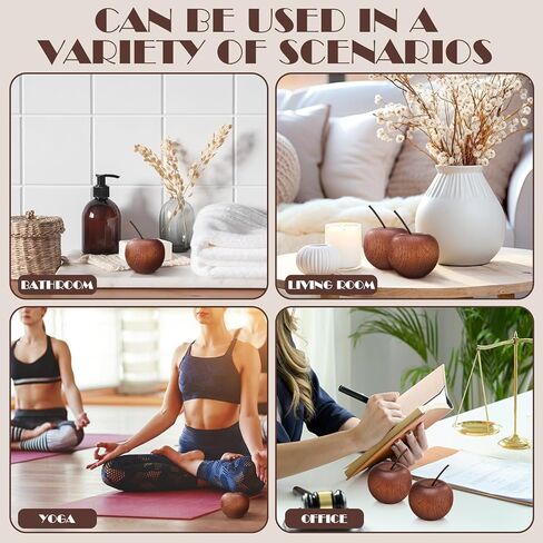 Novabright 4 Pcs Mini Wooden Apple Shaped Essential Oil Diffuser Portable Aromatherapy Diffuser Decorations Farmhouse Rustic Air Freshener for Car Home Bedroom Office Desktop Sauna Yoga Spa Centers in Saudi Arabia
