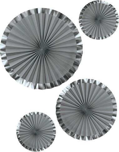 Hot Stamp Paper Fans (Pack of 4) - Assorted Sizes | Elegant & Durable - Perfect for Home Decor, Celebrations & Events, Gold in Kuwait