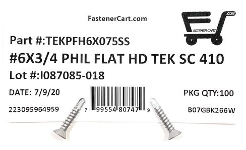 #6x3/4 Stainless Steel Phillips Flat Head Self Drilling Tapping TEK Screw (410 Stainless Steel) 100 Pieces 6X3/4 in Saudi Arabia