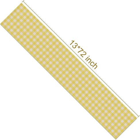 Nepnuser Linen Yellow and White Buffalo Plaid Table Runner Easter Gingham Checkered Birthday Party Decoration Farmhouse Home Kitchen Decor in Saudi Arabia