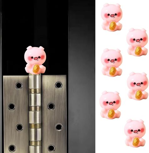 Cute Mini Creative Pink Piggy Hinge Heads Decorative Topper Set 6PCS, Home Decoration,Magnetic Hinge Head Toppers Door Hinge in Saudi Arabia